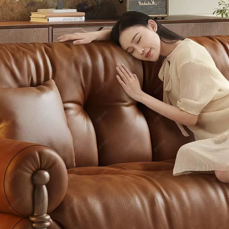 中古侘寂風 皮沙發 OL-里格#