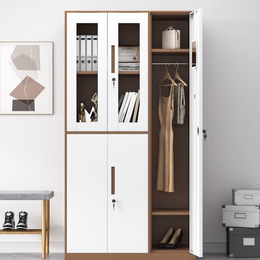 辦公文件收納 鐵櫃五斗櫃-咖白色