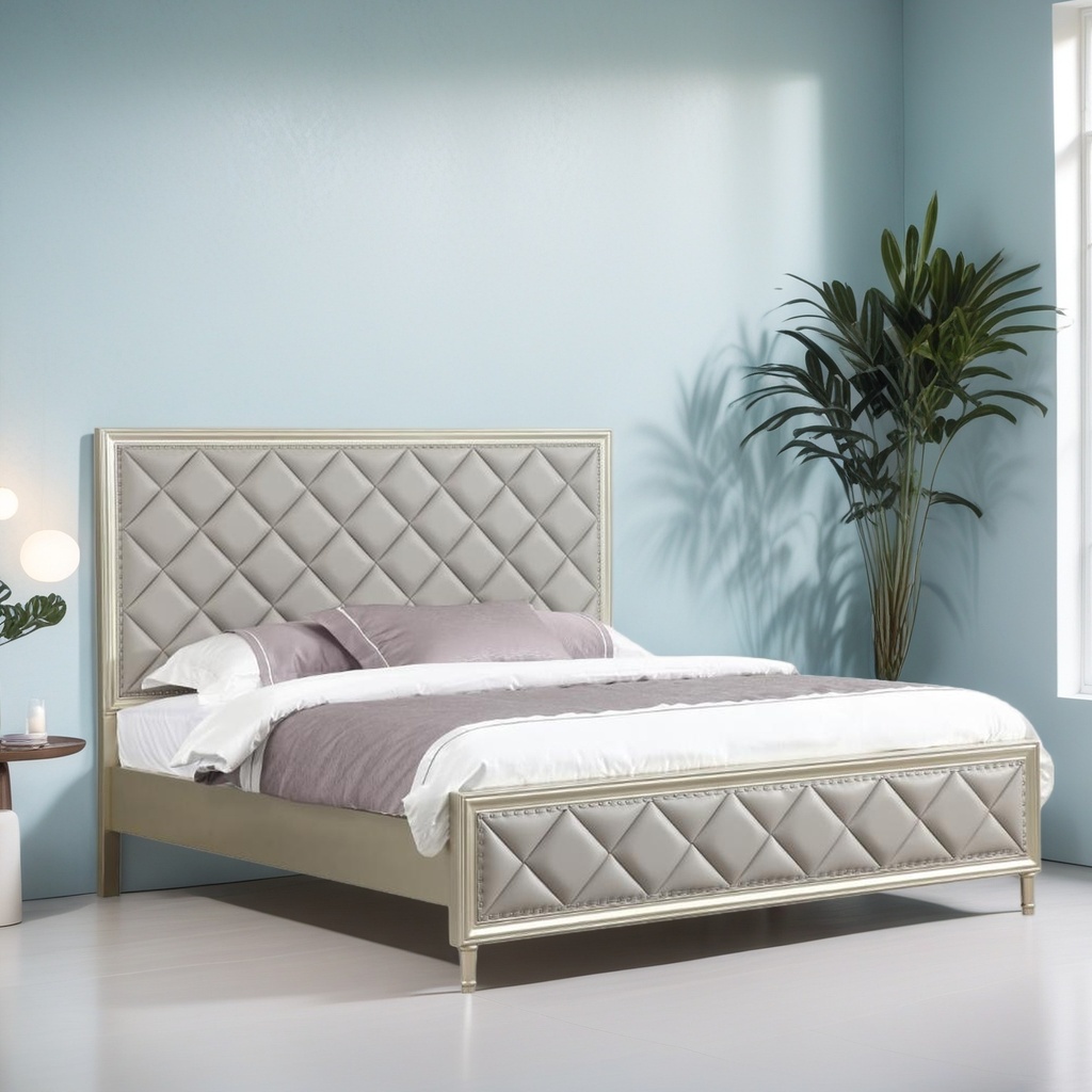 美式輕奢 臥室 鑽石格真皮 床架QJ-FA09B