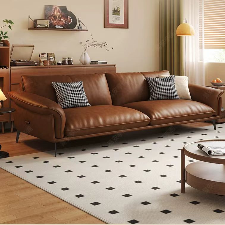 中古侘寂風 直排小戶型油蠟頭層牛皮沙發 OL-芷幽#