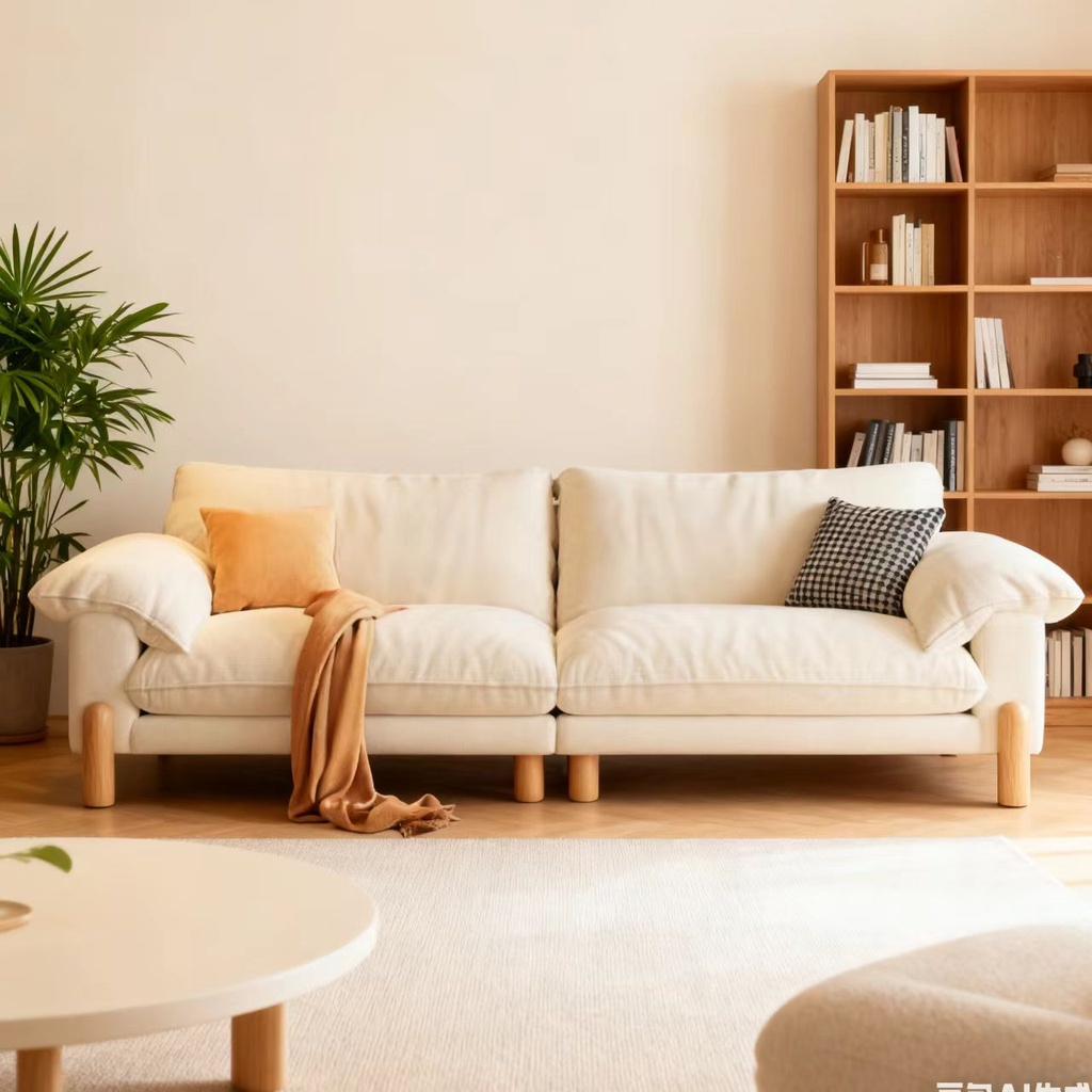 北歐風 直排小戶型奶油貓抓布沙發 OL-齊夏#