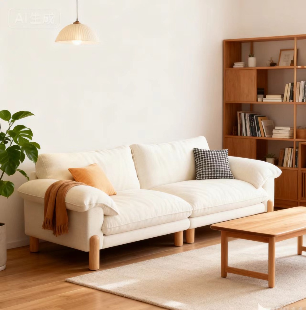 北歐風 直排小戶型奶油貓抓布沙發 OL-齊夏#