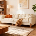 北歐風 直排小戶型雲朵貓抓布實木沙發 OL-戴斯#