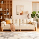 北歐風 直排小戶型雲朵貓抓布實木沙發 OL-戴斯#