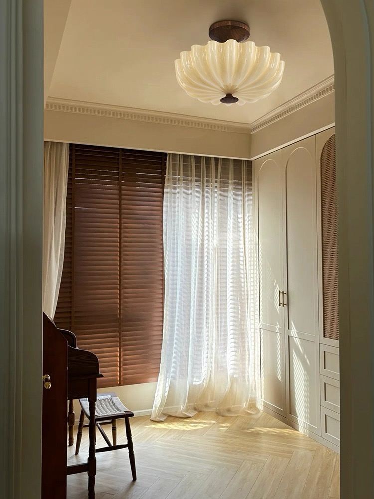 中古風 實木玻璃燈罩 ES#三色變光