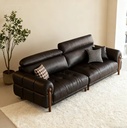 中古侘寂風 小戶型直排黑色頭層牛皮沙發 OL-憐玉#