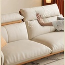 中古侘寂風 小戶型直排拼色頭層牛皮沙發 OL-芷暮#