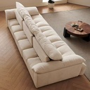 現代簡約風 直排可調節靠背羽絨雲朵布沙發 OL-花苞#