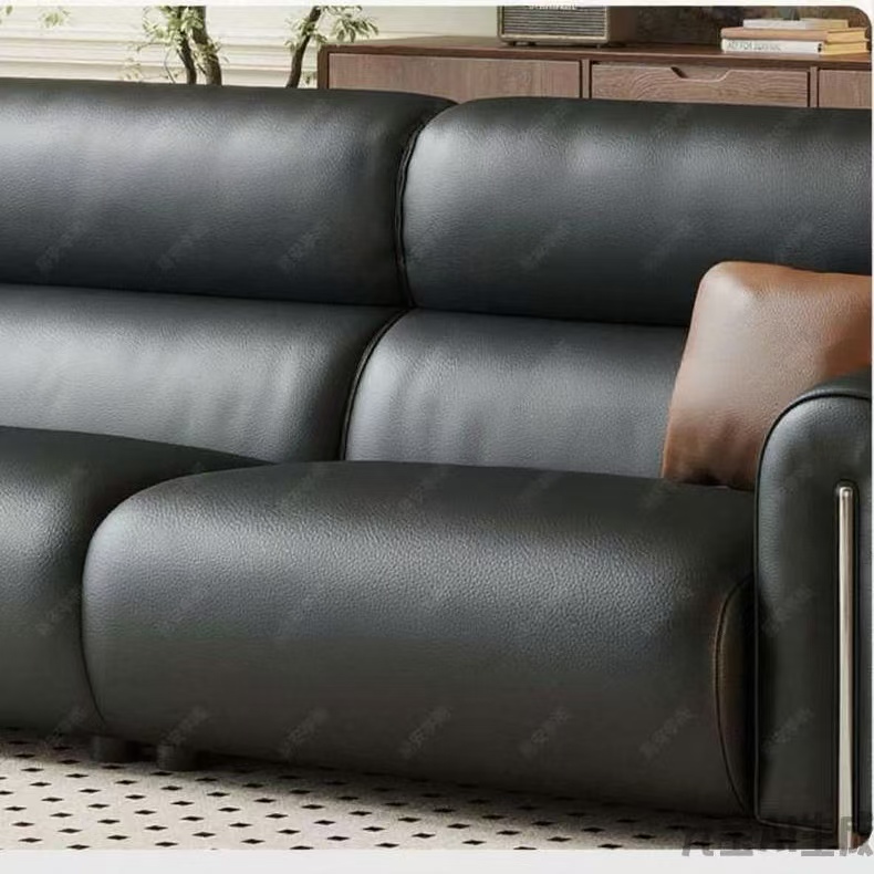 義式極簡風 小戶型直排輕奢黑色真皮沙發 OL-萊迪#