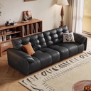 義式極簡風 直排小戶型大象耳朵頭層牛皮沙發 OL-西姆#