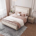 美式輕奢 臥室 格紋真皮 床架QJ-