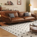 中古侘寂風 直排小戶型油蠟頭層牛皮沙發 OL-芷幽#