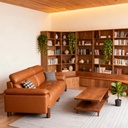 義式極簡風 直排小戶型橙色頭層牛皮沙發 OL-3389#