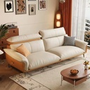 中古侘寂風 小戶型直排拼色頭層牛皮沙發 OL-芷暮#