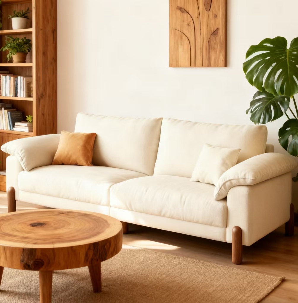 義式極簡風 胡桃木直排頭層牛皮沙發 OL-2299#