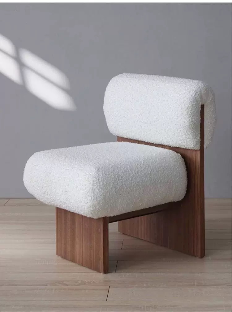 奶油風 羊羔絨 實木休閑單人椅 YFN