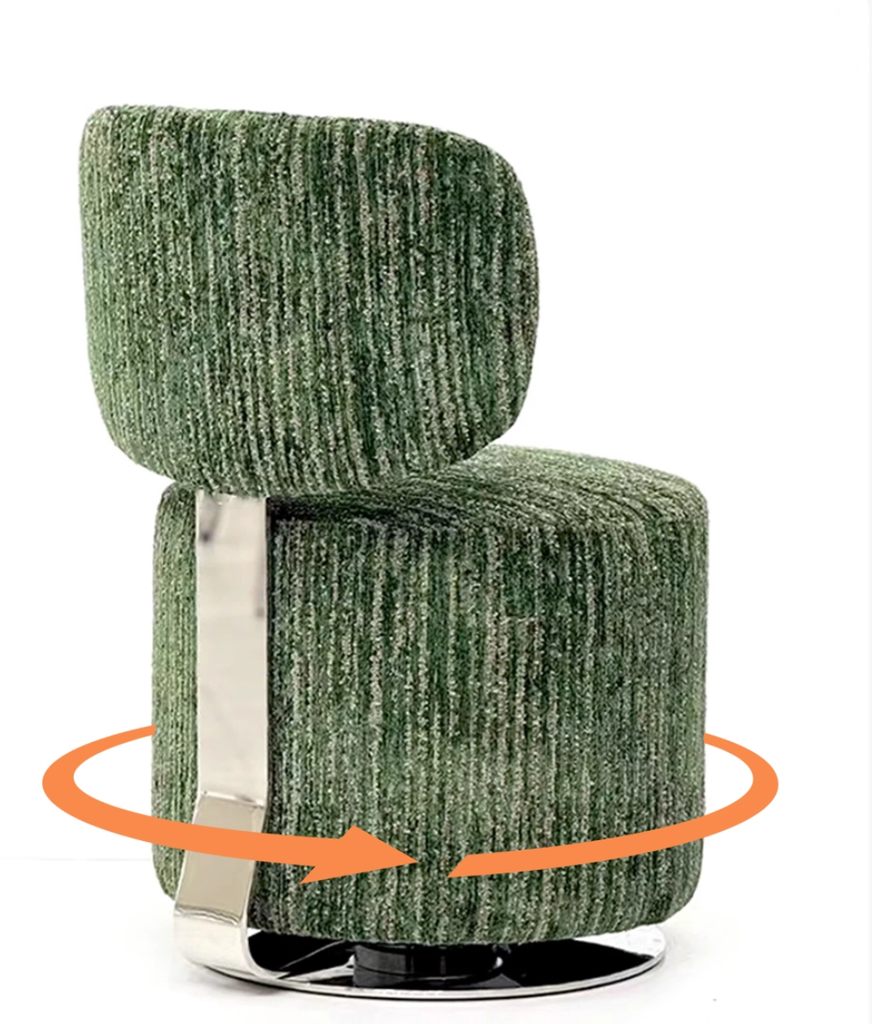 設計師款 雪尼爾布料 不鏽鋼旋轉單椅