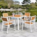 戶外家具 白框竪紋椅XND-636003高-卡其白框