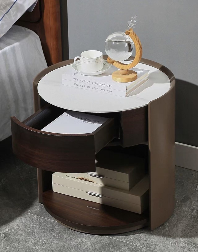 日式風格  圓形岩板 床頭櫃ST032#