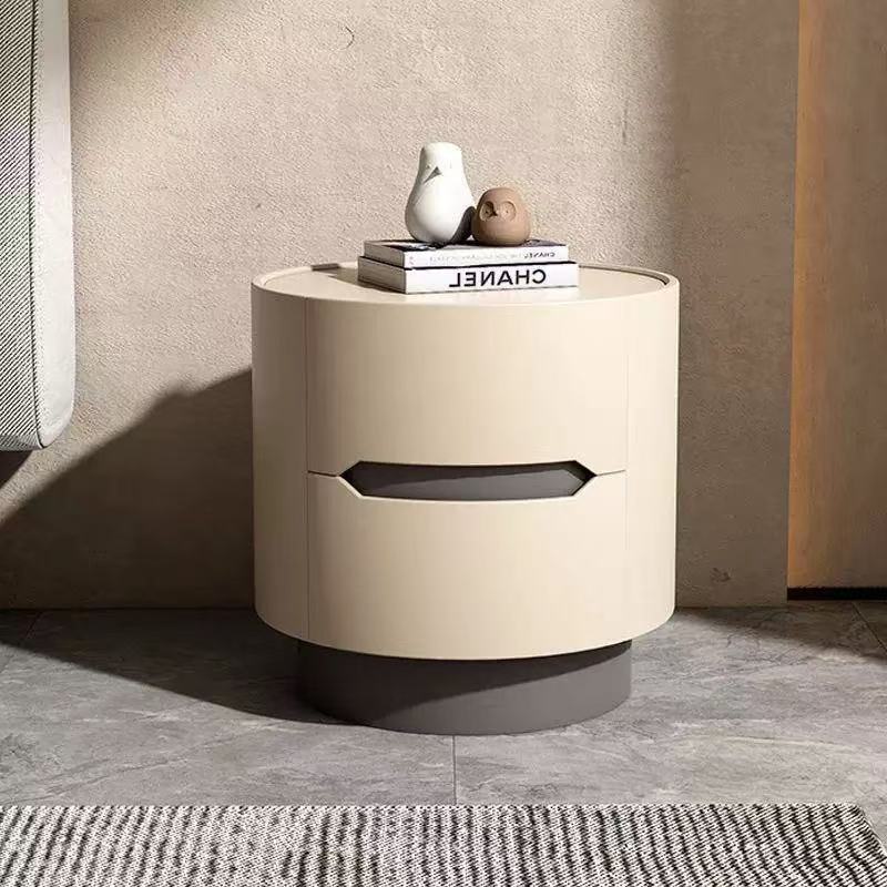現代簡約  圓形奶油色 床頭櫃ST166#
