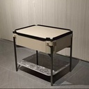 現代簡約 不銹鋼 馬鞍皮床頭櫃ST020