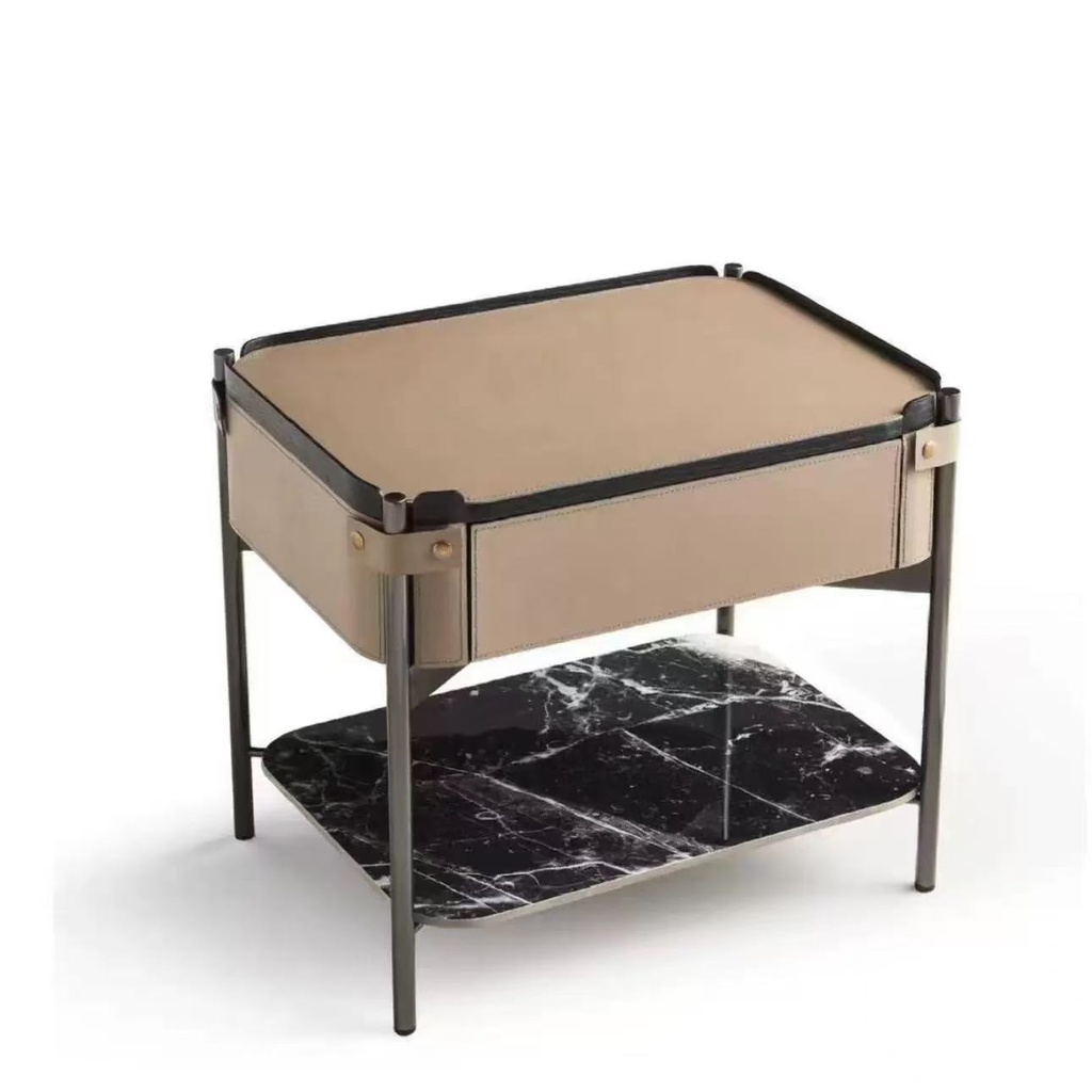 現代簡約 不銹鋼 馬鞍皮床頭櫃ST020