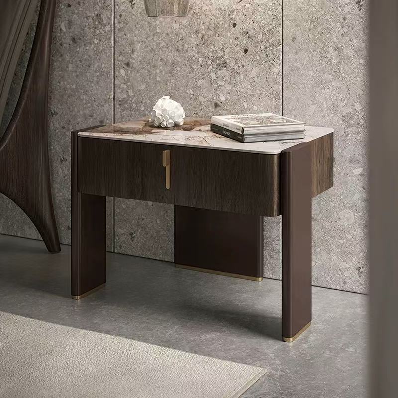 現代簡約 全實木 岩板床頭櫃ST194