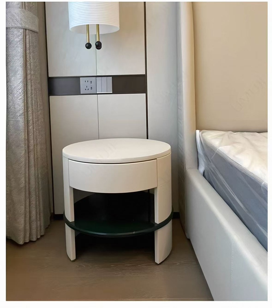 現代簡約 實木 烤漆圓形床頭櫃ST314