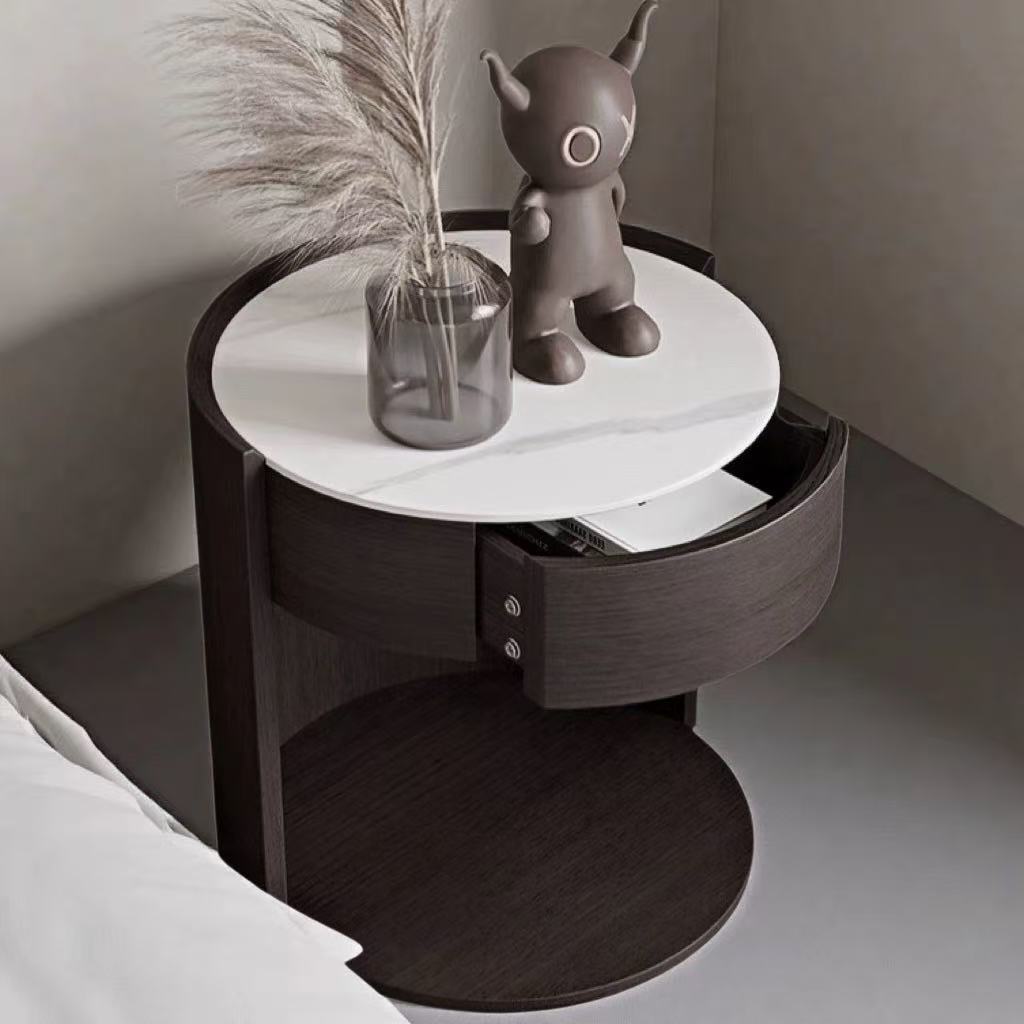 現代簡約 岩板面 實木床頭櫃ST-ST036#