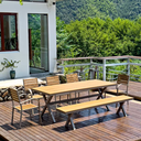 戶外桌椅 鋁材 木紋色面長桌FBL-SY-A07