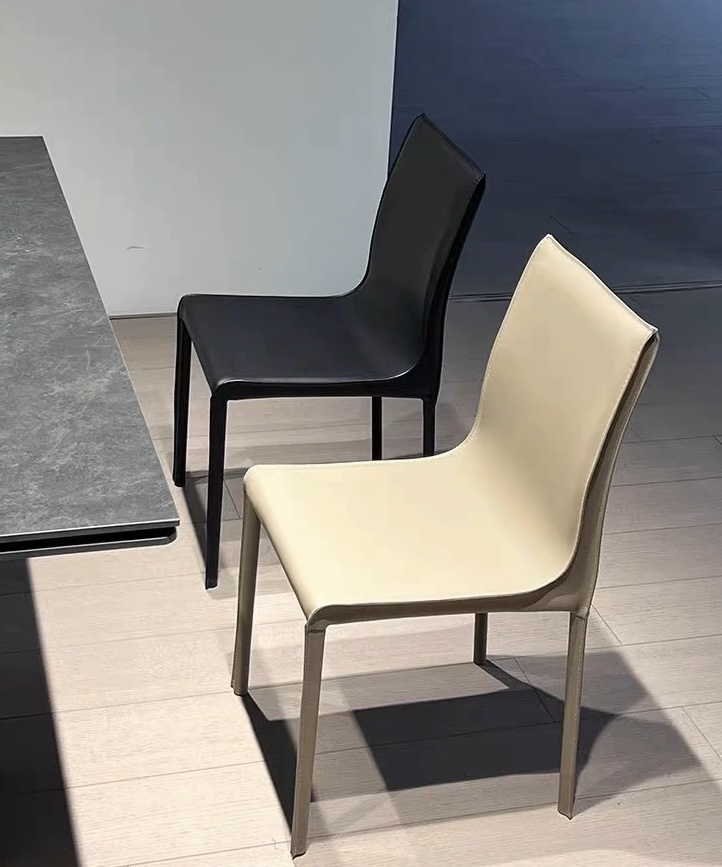 意式極簡 馬鞍皮 餐椅 