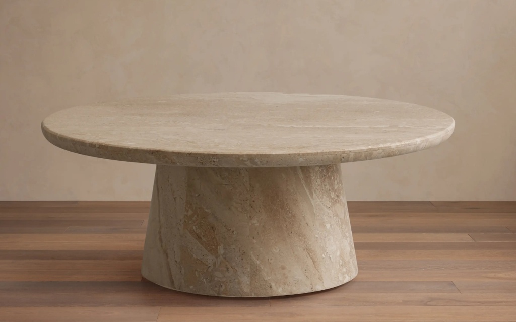 天然大理石茶几 咖啡桌（米白)