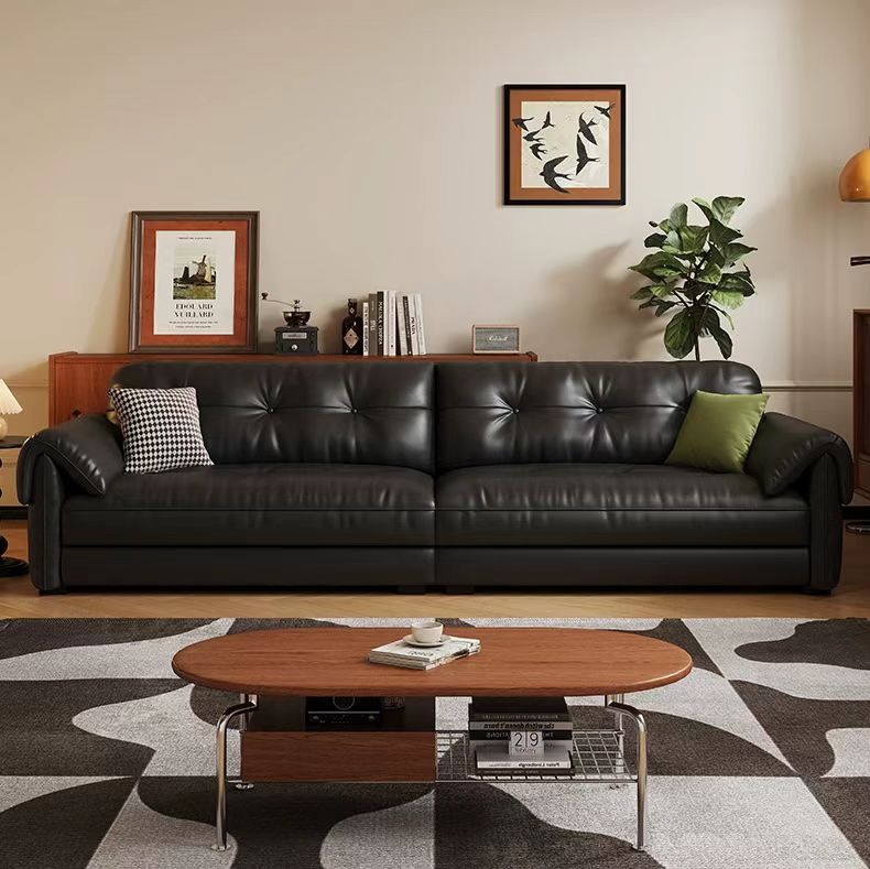 中古侘寂風 直排復古大象耳朵頭層牛皮沙發 OL-535#