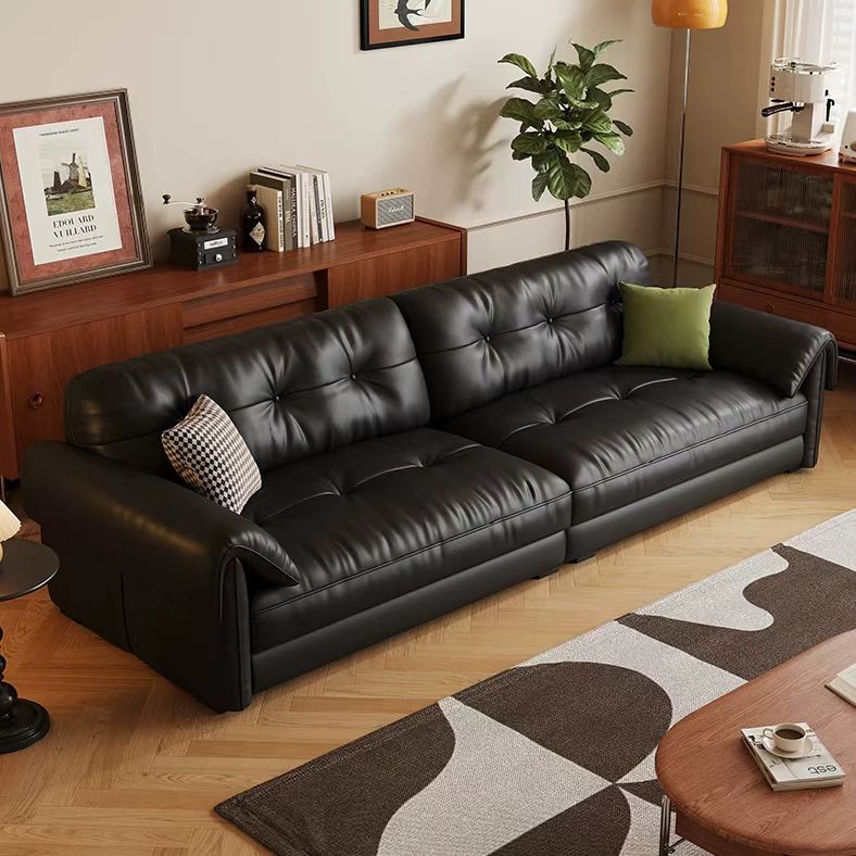 中古侘寂風 直排復古大象耳朵頭層牛皮沙發 OL-535#