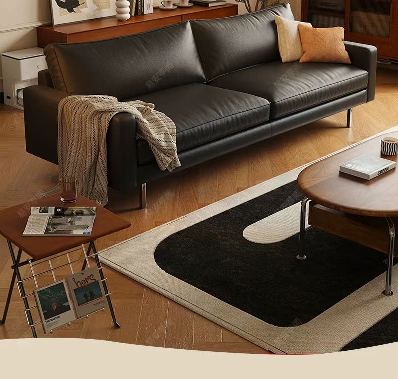 中古侘寂風 小戶型簡約直排頭層牛皮沙發 OL-塞恩#