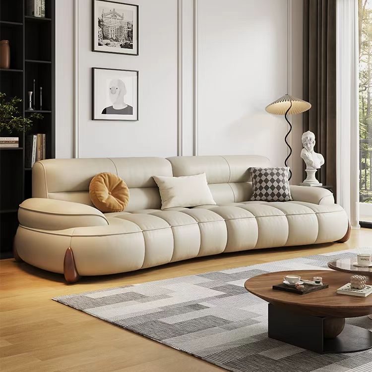 義式極簡風 大坐深鋼琴鍵弧形皮沙發 OL-8002#