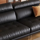 中古侘寂風 小戶型直排黑色簡約真皮沙發 OL-克里#