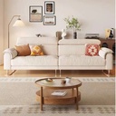 中古侘寂風 直排棉麻實木雲朵布沙發 OL-2368#