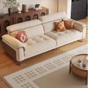 中古侘寂風 直排棉麻實木雲朵布沙發 OL-2368#