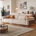 中古侘寂風 直排棉麻實木雲朵布沙發 OL-2368#