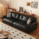 義式極簡風 復古輕奢頭層牛皮大象耳朵皮沙發 OL-2988#