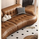 義式極簡風 小戶型棕色弧形頭層牛皮沙發 OL-2886#