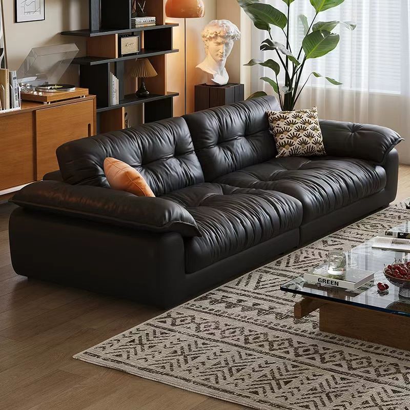 中古侘寂風 小戶型直排復古頭層牛皮沙發 OL-梧风#