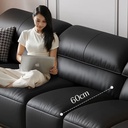 中古侘寂風 直排黑色大象耳朵頭層牛皮沙发 OL-2826#