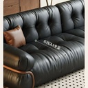 義式極簡風 直排小戶型復古黑色雲朵真皮沙發 OL-帕尔#