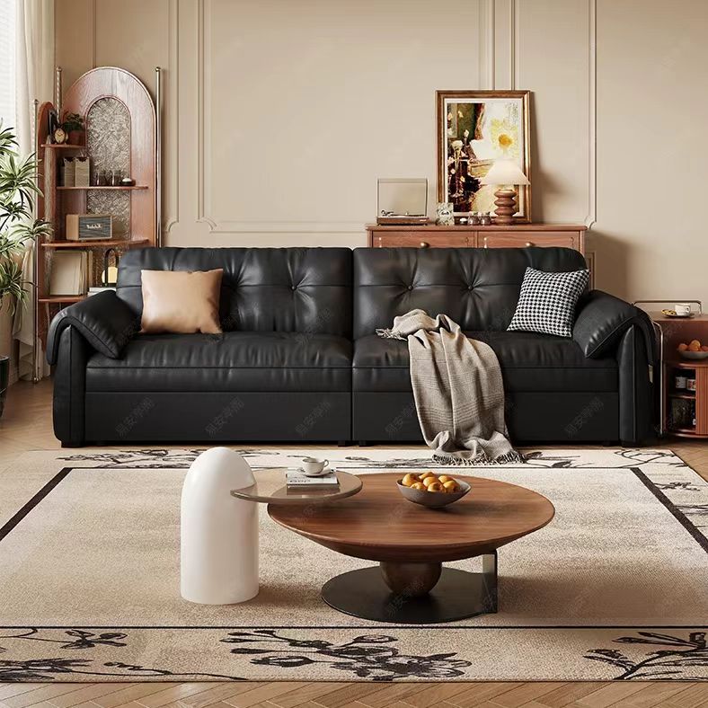 中古侘寂風 小戶型折疊兩用頭層牛皮沙發 OL-默里#