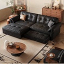 中古侘寂風 小戶型折疊兩用頭層牛皮沙發 OL-默里#