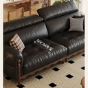 中古侘寂風 直排小戶型黑色頭層牛皮沙發 OL-憐香#