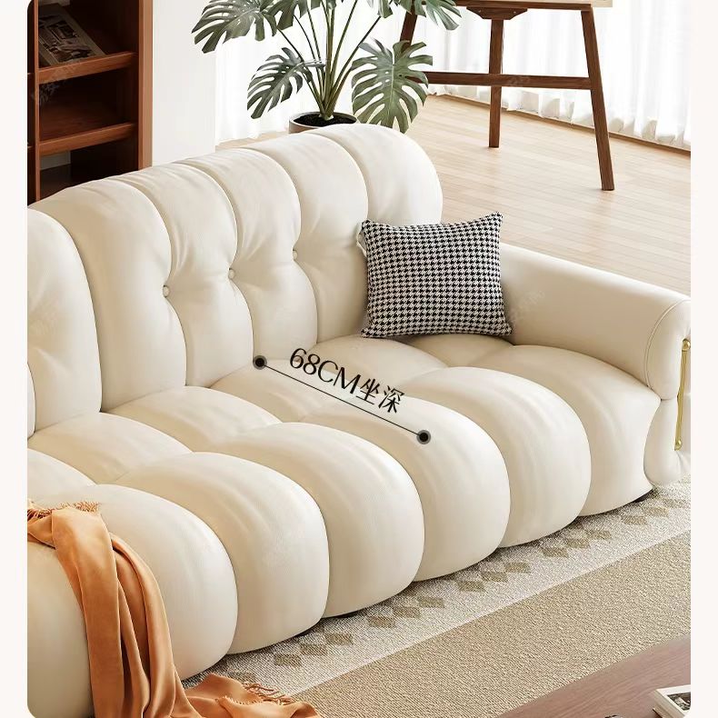 奶油風 小戶型直排雲朵棉花糖頭層牛皮沙發 OL-895#