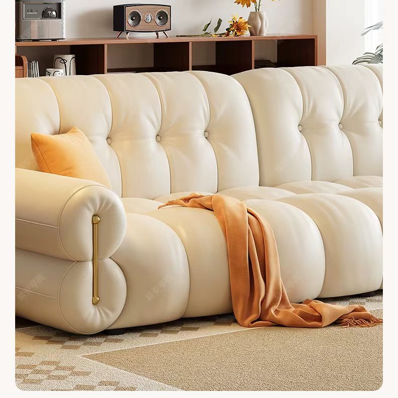 奶油風 小戶型直排雲朵棉花糖頭層牛皮沙發 OL-895#